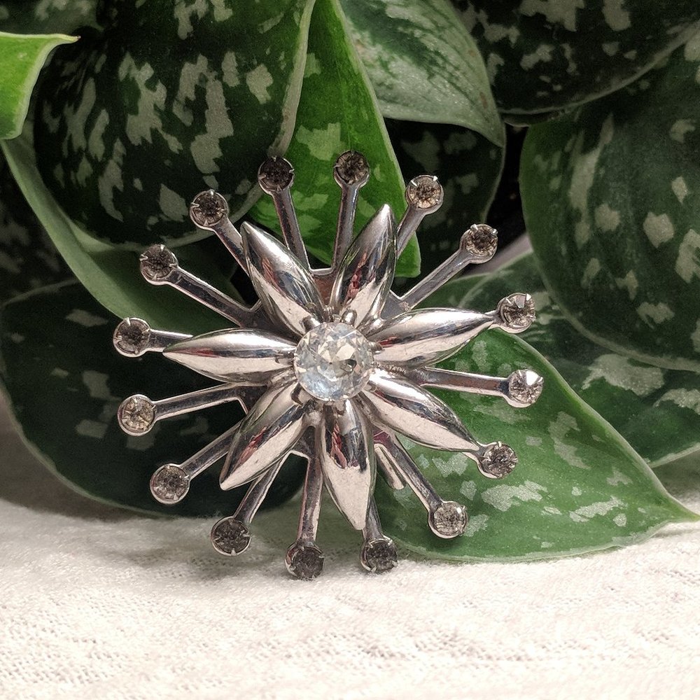 Vintage Silver Starburst Brooch